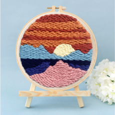 俄羅斯戳戳繡DIY材料包 手作刺繡材料 輕鬆體驗戳戳樂, 1個, 21-風景四(附戳針)