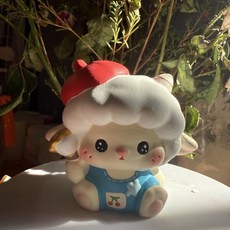 臺灣熱銷 可愛小羊係列石膏娃娃白坯手工DIY塗鴉兒童小學生玩具生日禮物, 可愛小羊石膏公仔【白胚】, 1個