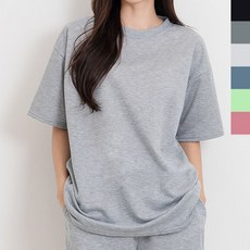 여성 라운드넥 박시 반팔티 1P 기본 운동 헬스 외출복, 연두, F