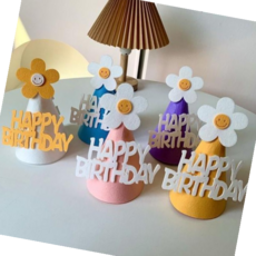 펠트 데이지 고깔모자 꼬깔모자 생일파티용품 생일 모자 파티햇, 옐로우