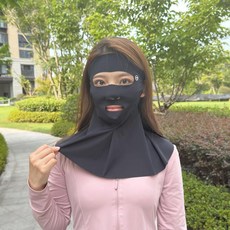 全臉防曬面罩 UPF50+ 冰絲涼感透氣, 經典黑【全臉護頸  冰感防曬】, 1個