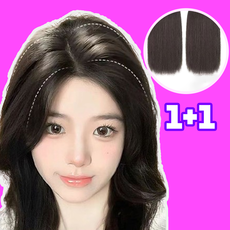 LEOQ 여성 옆머리 뒷머리 뽕 볼륨 가발 헤어피스, 2개, 다크브라운