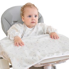 Little Dimsum아기 식탁일체형 긴팔 방수 완전커버 자기주도이유식 턱받이 앞치마 1P, 1개, 1개입, 흰색