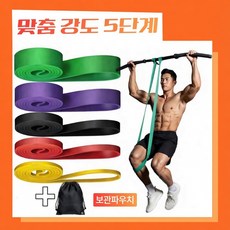 핏밴드 턱걸이 요가 스트레칭 파워밴드 풀업밴드 1+2+3+4+5 단계 세트, 1개, 옐로우, 레드, 블랙, 퍼플, 그린