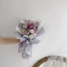 Floraflower 蔚藍紫玫瑰乾燥永生花花束〖熱銷花束〗情人節告白畢業禮物精美質感浪漫, 蔚藍紫玫瑰花束