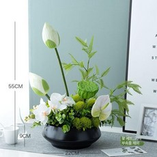 인테리어 조화 화분 대형 인조목 카페 인조나무 예쁜 생화같은 인분 성묘, 연꽃 세트 대형