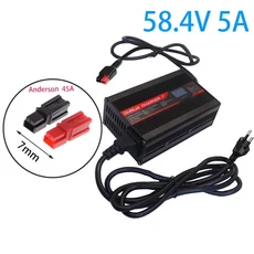 호환OHRIJA 58.4V 5A 충전기 스마트 알루미늄 케이스는 16S 51.2V OLED 디스플레이 LiFePO4 배터리 고속 48, 01 US-110V, 01 China Mainland, 01 Anderson 45A