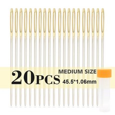 핀 큰 병 가죽 스티칭 용품 바느질 바늘 전문 둥근 자수 공예 무딘 보관 머리, Round Needle Medium, 1개