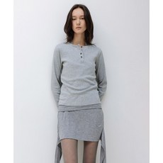 인사일런스 INSILENCE WOMEN W 리브 헨리넥 롱슬리브 MELANGE GREY