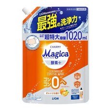 獅王 LION Charmy Magica 酵素洗碗精 濃縮補充包 柑橘香 1020ml 日本境內版 超強潔淨力, 1個, 酵素補充包-柑橘 1020ml, 1.02L