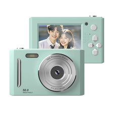 톡임매 미니 빈티지 디지털 카메라 5000W픽셀 고화질 셀카 브이로그카메라 64G메모리카드, 그린