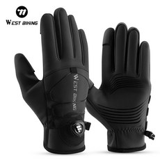 WEST BIKING 겨울 자물쇠 기능 방한 장갑 터치스크린 전손가락 라이딩 MTB 스포츠 장갑 1세트 Green, Black × XXL(Width 10-11CM) × 1