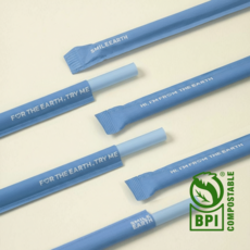 생분해 옥수수 빨대 개별포장 21cm PLA 비비드블루, 1세트, 100개입