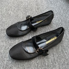 플랫 메리제인 슈즈 여성 펀칭 스트랩 단화 망사 샌들 프렌치 굽낮은