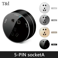 UK EU US FR 표준 임베디드 레일 소켓 포함 은폐형 파워 플러그인 캐비닛 콘센트 이동식 트랙, 04 SILVER, 01 Wall Mounted, 12 GD1-5P, 1개