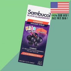 삼부콜 어린이 칠드런 키즈 아이 블랙 엘더베리 어드벤스드 이뮨 시럽 2세 이상 베리 4온스 120ml Sambucol Kids Black Elderberry Advanced I, 1