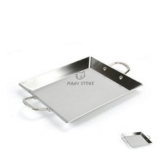 [오마누] 철판구이팬 스텐볶음팬 떡뽁이판 인덕션겸용 스텐 삼중 사각볶음팬 소소