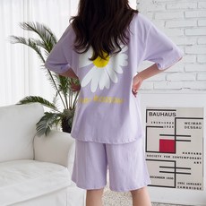 雛菊印花棉質上衣+棉質短褲