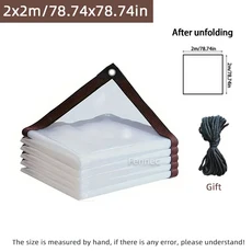 1PC 투명 완벽방수 차광 천 타포린 헴밍 펀칭 온실 필름 플라스틱 단열, 04 2x2m 78.74x78.74in