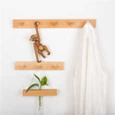 5層木質壁掛式衣架, 混色, 1個