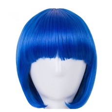 컬러 파티 단발 가발 금발 핑크 촬영 소품 축제 패션 용품 코스프레 생일 무대 할로윈 사진 화보, 8. 블루