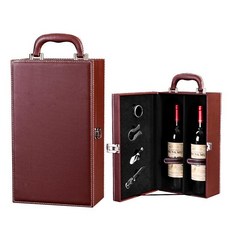 와인케이스 고급 가죽 선물 답례품 포장 단품 보관, 1개, 브라운 포함 이중