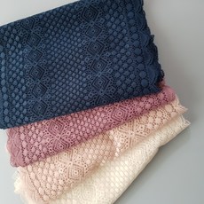 dklace 스판레이스 DK-6-73312 폭 23cm 자가드 / 270cm (3yd) 단위 판매, D/Blue, 1개