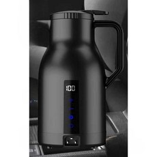 차량용 커피포트 충전식 휴대용 시거잭 12V USB 캠핑, 12V/24V 무광 블랙 + 받침대 + 연결선