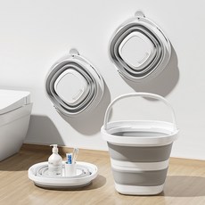 10L奶油色大號折疊水桶，加厚材質，加大容量，折疊設計，方便收納, 白灰色中號, 1個