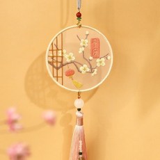 熱銷 刺繡手工diy材料包 自繡製作平安福禦守書簽掛件雙麵繡蘇繡送男友禮物, 【歲歲平安】送繡繃+禮盒 【需自己縫製】, 1個