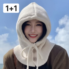 다예코 니트 보넷 후드워머 2P, 오트밀+토프브라운, 1개