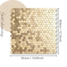 럭셔리 금속 스테인레스 모자이 스틸 3D 욕실 알루미늄 육각형 타일 모자이크, 1Pcs, Gold