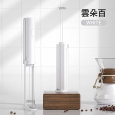 手持打奶器 牛奶攪拌器摺疊支架家用打發電動咖啡奶泡器, 白色:中性