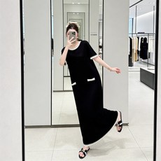 여성 루즈핏 라운드넥 키보드 디자인 드레스 임산부 친화 반팔 롱 캐주얼 편안한핏 여름 데일리 홈웨어 빅사이즈 통기성 시원한 민소매느낌 프린트 유니크 A라인 무릎아래