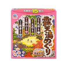 日本Earth地球製藥 日本巡禮碳酸浴鹽溫泉泡澡粉入浴劑30gx15包/盒-露天湯(粉)(4種療癒香氣湯色 放鬆暖身泡溫泉湯包 透明湯白濁湯沐浴劑 便攜獨立包裝), 1個