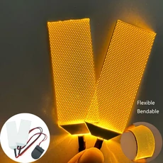 유연한 구부릴 수있는 DIY LED 라이트 아이 키트 맨 할로윈 헬멧 마스크 코스프레 액세서리 자른 소품 있습, 02 Yellow-CR2032