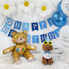 강아지 고양이 생일파티 생일상 올인원 세트, 1개, 02.블루세트