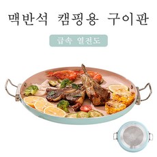 소확행홈 그리들팬 고기불판 35cm 소고기 삼겹살 곱창 인덕션 가스 겸용 멀티 맥반석 야외 캠핑용 업소용 가정용 원형 구이판 C51, 남색, 1개