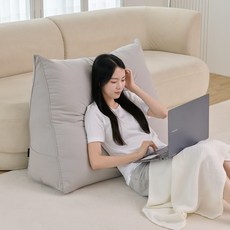 플랫화이트 솜중량 UP 목까지 받쳐주는 방수 빵빵한 삼각등받이 쿠션, 라이트그레이