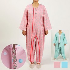 치매대응복 삼정휴먼서버 노인치매복 치매우주복 특수지퍼 분리지퍼 기저귀 교환 환자복 병원 순면 간병 노인 요양 환자복, 핑크XXL, 1개