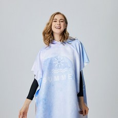 씨에이지몰 후드 서핑 판초 비치타월 비치가운, 블루썸머, 1개