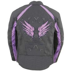 Milwaukee Leather 여성용 텍스타일 클래식 크로스오버 오토바이 라이더 재킷 - 일년 내내 착용 - S - S, 스몰, Grmpl1954-블랙-퍼플
