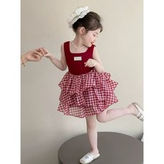 爆款#女童連衣裙兒童時尚公主裙寶寶時尚蛋女孩無袖格子女童連衣裙兒童時尚公主裙寶寶時尚蛋女孩Slee