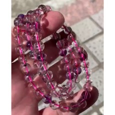 三輪骨幹天然彩色超七繞三圈手珠（超級七 Super Seven)，能量水晶手鍊，提升運勢，時尚配飾, 1個