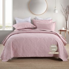 순면 양면 럭셔리 베드 침대 라이트 퀼트 커버 230x250cm, 싱글 침대 커버 230x250 cm, 다마스커스-핑크