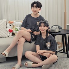 코코드림 럭키 곰곰스타 청소년 중학생 주니어 남여공용 반팔 반바지 잠옷 세트