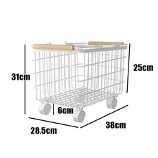 책가방 정리대 학원 정리 철제 가방장 만화책보관함 이동식, 1개, J. 나무 손잡이 소형 바구니 바퀴 포함
