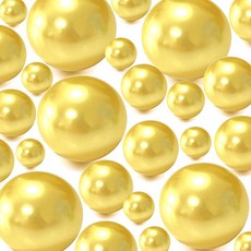 YULYNJQ 꽃병 필러 비즈 300피스 로열 블루 플로팅 비즈 센터피스 꽃병용 인조 진주 플로팅 캔들 웨딩 테이블 생일 테마 파티 홈 데코 메이크업 브러시 비즈 구멍 없음(, 300 Pieces, 골드 옐로우