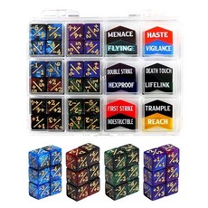 해외 FIGURESLAB 매직 더 게이터링용 12mm MTG 주사위 카운터 및 토큰 48개 어빌리티 키워드 버프 플러스 라이프 로열티 1개 TCG CCG 카드 게이밍 액세서리와, A 색상-48개.