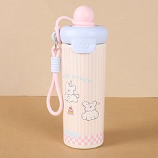 XGCUP 黑色波點小貓 手提保溫吸管杯 316不鏽鋼雙層真空 600ml, 粉色條紋小狗, 1套